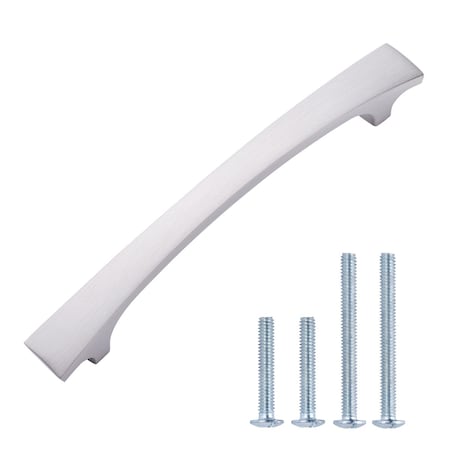 South Main Hardware 5 in. (127 mm) Satin Nickel Modern Curved Bar Cabinet Pull 25PK SH6333-SN-25